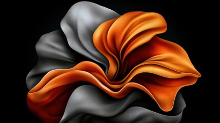 Abstract Swirling Fabric in Orange and Gray Hues