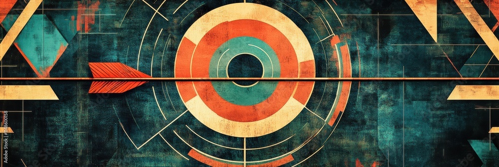 Poster Artistic abstract target design with vibrant colors and geometric shapes in a modern style. Generative AI