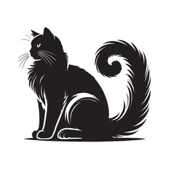 Elegant Black Cat Silhouette for Design