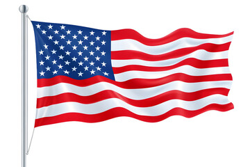 Obraz premium american flag is waving isolated on white background