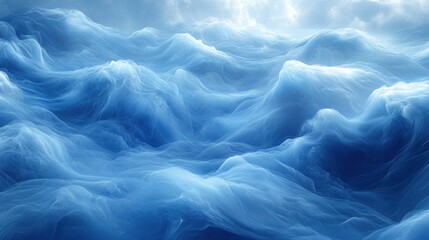 Abstract blue ethereal misty landscape.