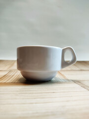 Mug on the rustic table with copy space.