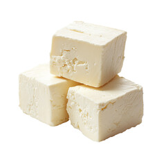 Greek feta cheese cube isolated on white background