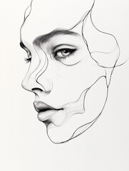 Elegant line art of a woman's face with abstract features