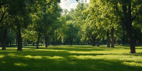 Obraz premium a grassy area with trees and grass