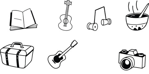 Hobby Icon Set - Vector Graphics, set of instruments.