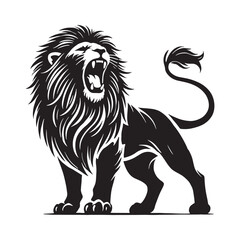 Minimalistic roaring lion silhouette for versatile media applications - Roaring lion vector
