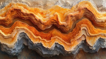 Obraz premium Abstract wavy rock formation with orange layers.