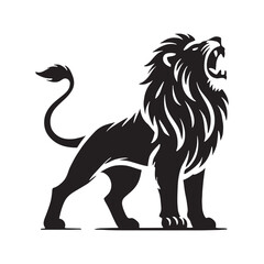 Powerful roaring lion silhouette for innovative purposes - Roaring lion vector
