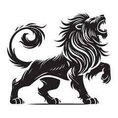 Captivating roaring lion silhouette for print media - Roaring lion illustration - minimallest roaring lion vector
