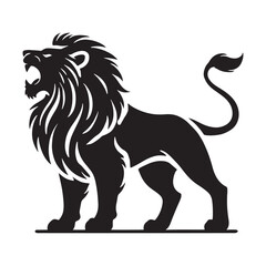 Powerful roaring lion silhouette for versatile media uses - Roaring lion vector
