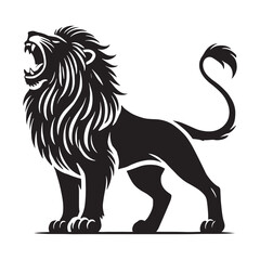 Roaring lion silhouette for creative designs - Roaring lion vector
