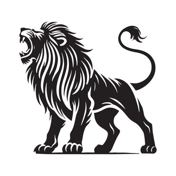 recommend clip art: Majestic roaring lion silhouette for digital art - Roaring lion illustration - minimallest roaring lion vector
                    