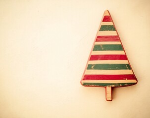 Striped Wooden Christmas Tree Ornament Festive Holiday Decoration