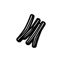A simple graphic representation of wavy lines, possibly depicting noodles or similar food.