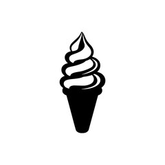 A stylized illustration of a soft-serve ice cream cone.