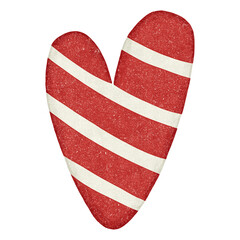 Red and white striped heart. Hand drawn illustration.