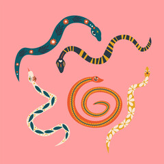 Fototapeta premium Folk Art Animal Snake Design Element