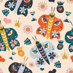 Folk Art Seamless Pattern Illustration
