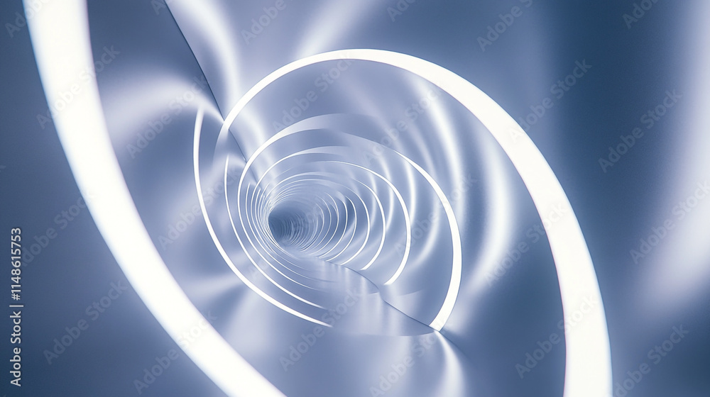 Poster light spiral tunnel creating an illusion of depth and movement.