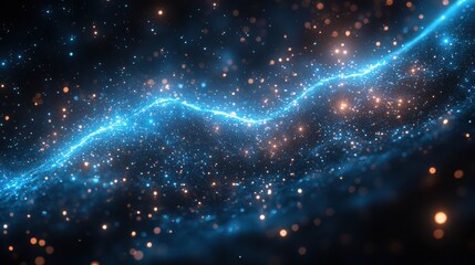 Obraz premium A photostock-style background image with a technology theme,. The color scheme is dominated by shades of blue and black, creating a sleek and modern look.