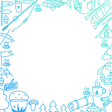 Camping elements decorative frame