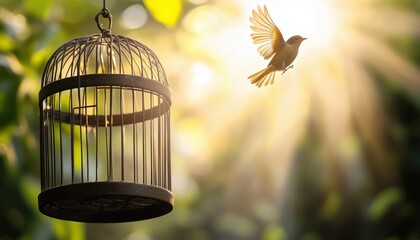 Bird Escaping From Cage, Encouraging You To Think Differently And Be Creative. Embrace Innovation And Break Free From Conventional Thinking.