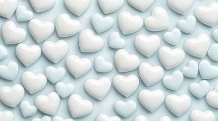 Soft White Hearts on Light Blue Background for Romantic and Affectionate Themes