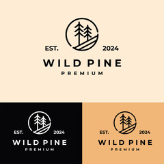 pine tree line art vector simple logo design