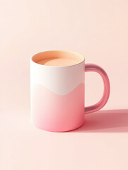 Pink gradient mug with tea on pastel backdrop