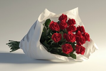 Fototapeta premium Valentine's day gift idea red roses bouquet closeup studio setting romantic atmosphere