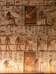 Paintings and carvings inside the Tomb of Seti I in the Valley of Kings, Luxor, Egypt 4