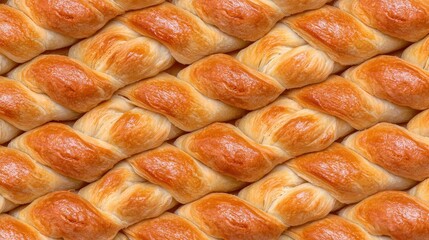Freshly Baked Golden Bread Twists Pattern Background Close-Up