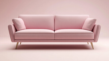 Fototapeta premium Pink modern sofa, isolated on white background