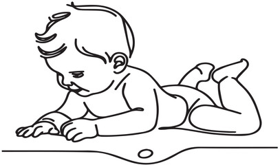 Continuous line drawing. Cute baby. white background. Vector illustration