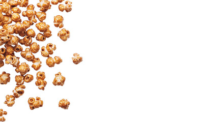puffed corn kernels popcorn isoated on white background