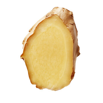 Fresh ginger root slice isolated on white background