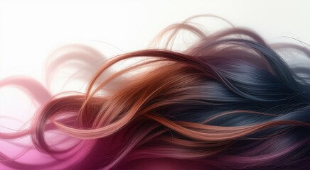 Naklejka premium Close up of a woman's hair with long brown and pink hair