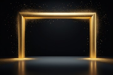 Obraz premium golden frame with sparkle on black background