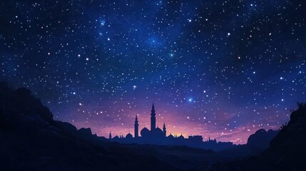 Starry Night Over Silhouetted Arabian Cityscape