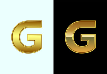 Initial alphabet G in gold color style. Graphic alphabet symbol for corporate business identity