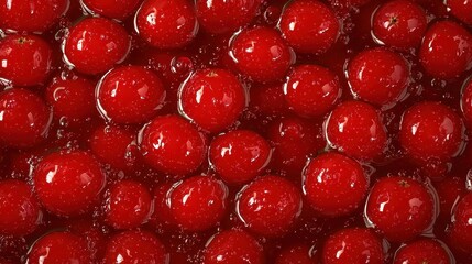 Fresh Red Berries in Water with Bubbles on a Bright Background