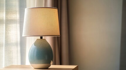 Elegant Lamp on Wooden Table in Soft Lighting