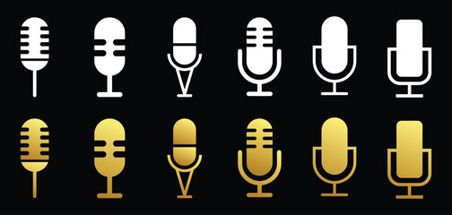 Microphone audio podcast vector icons