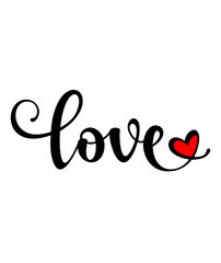 Love heart valentine typography design on plain white transparent isolated background for card, shirt, hoodie, sweatshirt, apparel, tag, mug, icon, poster or badge