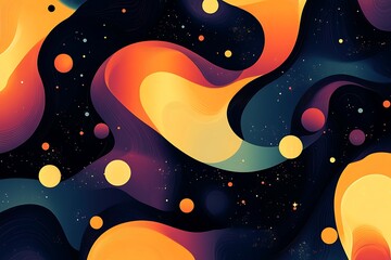 Abstract Cosmic Waves With Planets and Stars