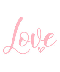 Love heart valentine typography design on plain white transparent isolated background for card, shirt, hoodie, sweatshirt, apparel, tag, mug, icon, poster or badge