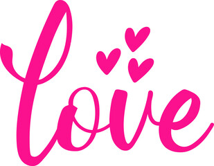 Love heart valentine typography design on plain white transparent isolated background for card, shirt, hoodie, sweatshirt, apparel, tag, mug, icon, poster or badge