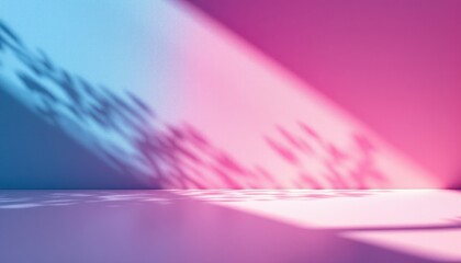 Dreamy Pastel Room with Sunlight and Leaf Shadows: A Serene Minimalist Background