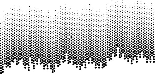An abstract black and white wavy halftone background.